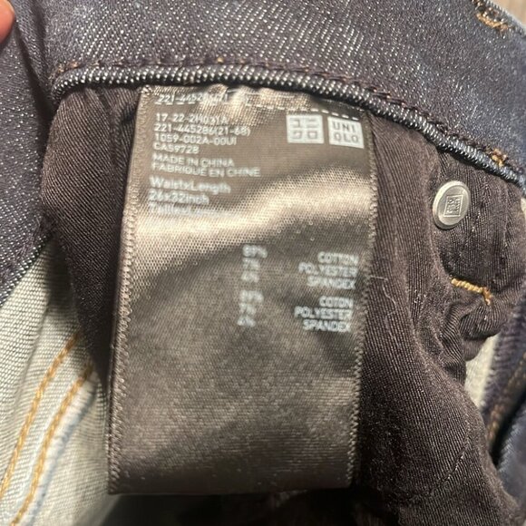 Uniqlo 5 pocket low rise cotton blend comfy stretch dark wash Skinny Jeans 26 - Picture 4 of 5